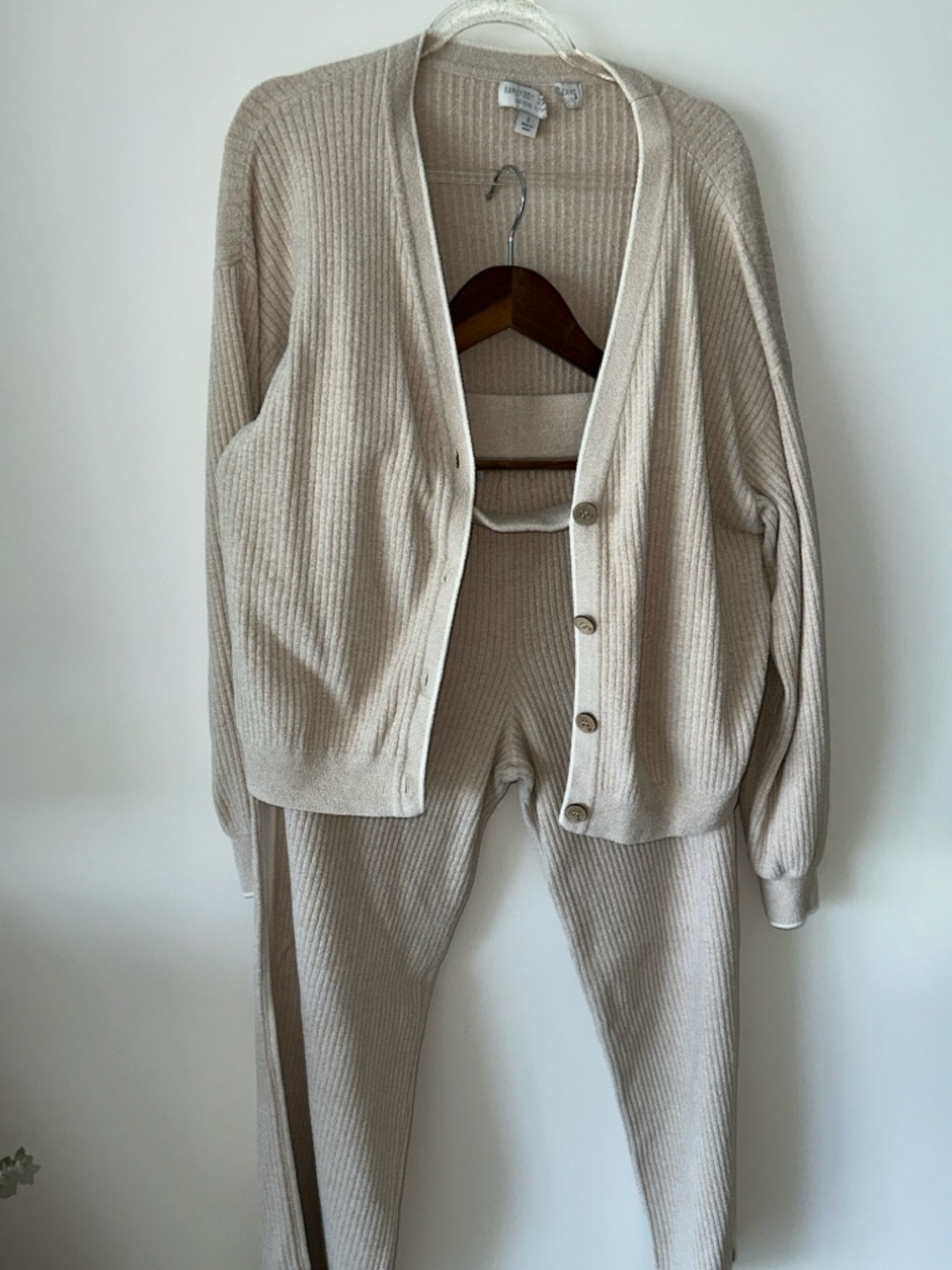 Barefoot Dreams Ribbed Cardigan & Pants Set - Oatmeal